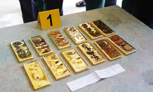 Biên phòng mật phục bắt xuồng máy có 12 kg vàng Biên phòng mật phục bắt xuồng máy có 12 kg vàng